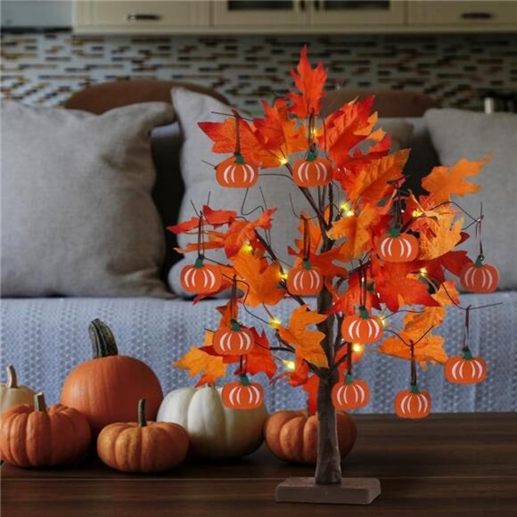 Fall Decorations for Home, 24”2FT Lighted Maple Leaves Tree Fall - Picture 3 of 8